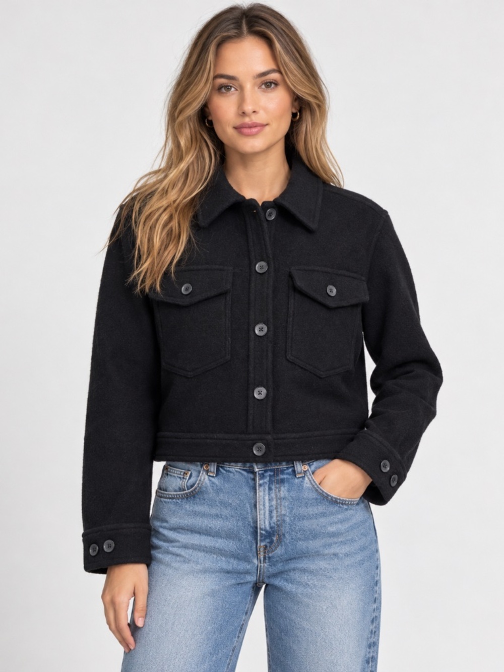 Aritzia Wilfred Free 100% Merino Wool Cropped Jacket Medium